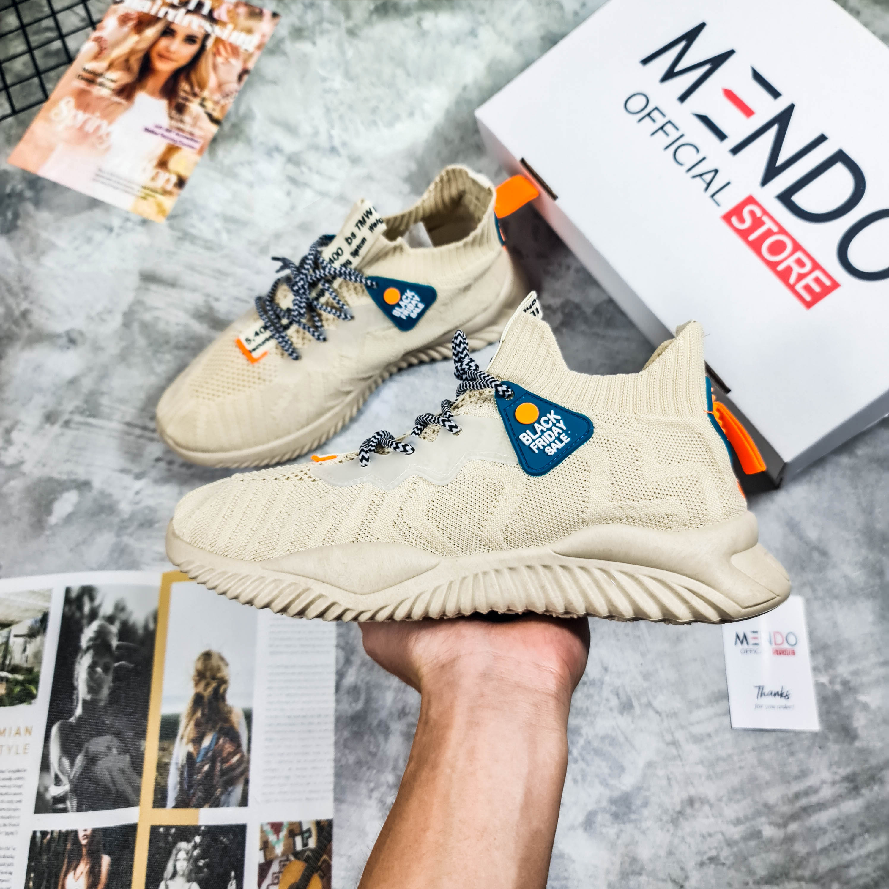 Giày Thể Thao Nam MENDO - Giày Sneaker Đỏ Trắng - Đen Xanh - Kaki, Đế Phẩy, Êm Chân - G5000