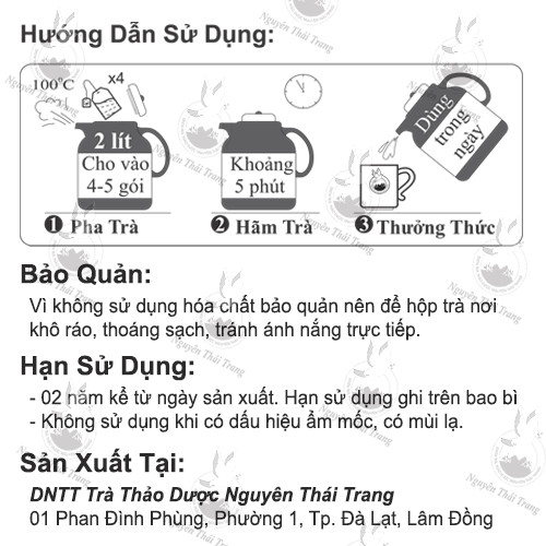 Trà Trinh Nữ Hoàng Cung Trị U Xơ Tử Cung, Tiền Liệt Tuyến Túi Lọc  - Nguyên Thái Trang (Hộp 2gr X 50 Gói)