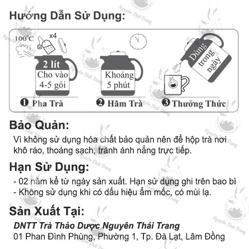 Trà Đen Lá Sen Giúp Giảm Cân An Toàn Cho Eo Thon Dáng Đẹp - Nguyên Thái Trang (Hộp 2gr X 50 Gói)