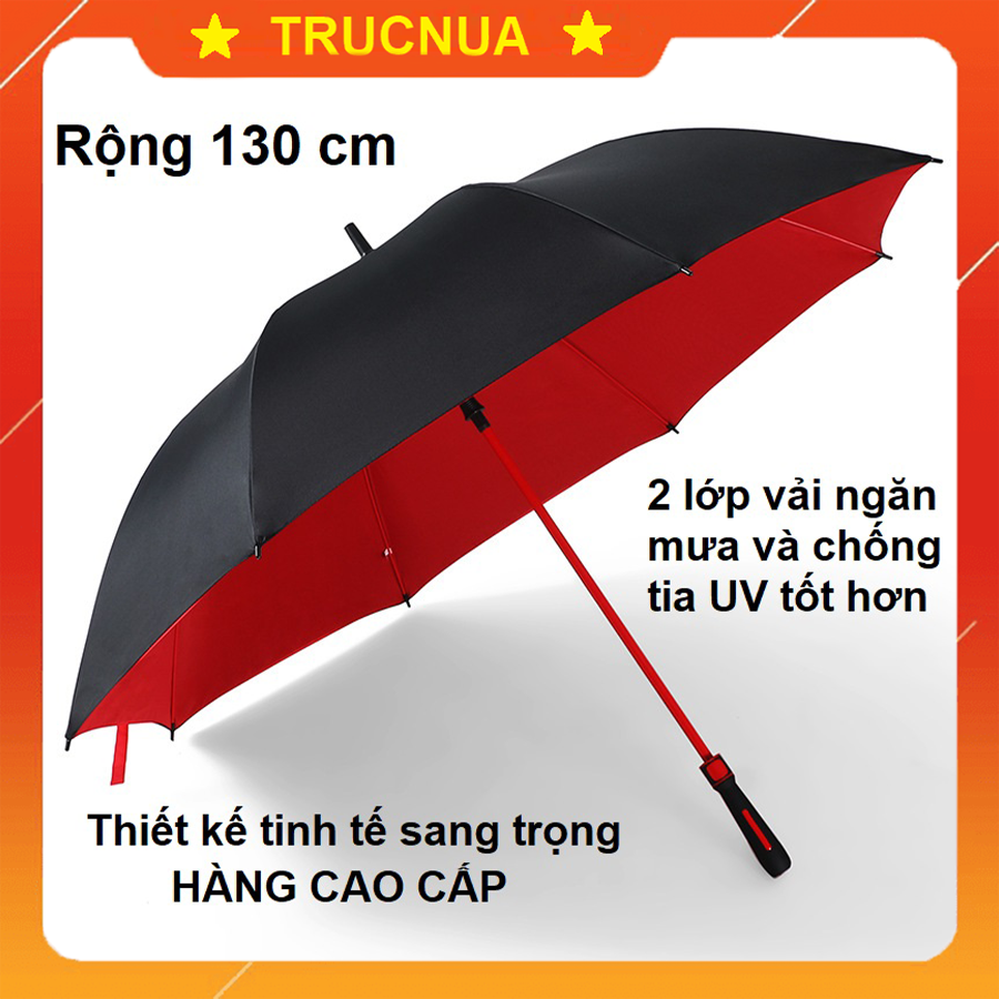 Ô dù size lớn 130 cm 2 lớp vải che mưa, nắng, chống tia UV tốt hơn hàng cao cấp