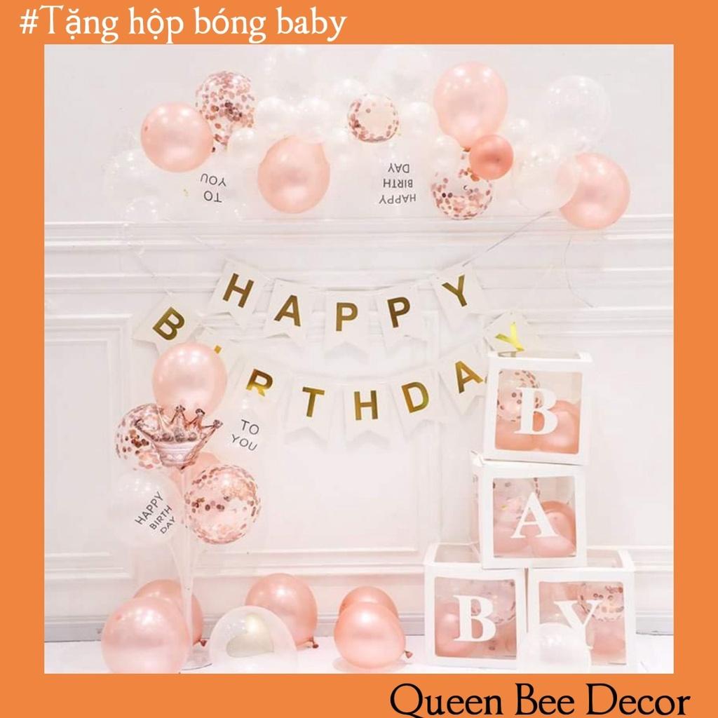 Bộ Bóng Bay Trang Trí Sinh Nhật QB051 Đủ Phụ Kiện Màu Rosegold Tặng Hộp Đựng Bóng