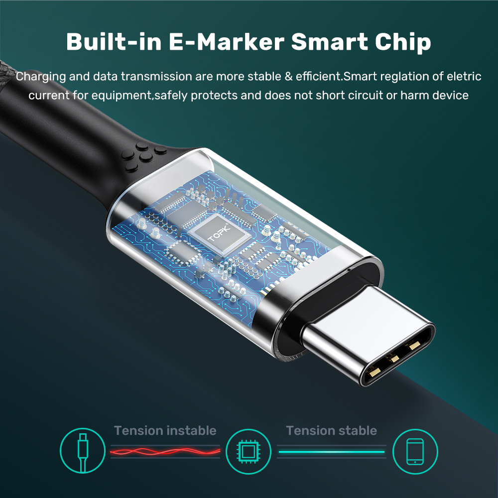Cáp sạc nhanh C to C công suất 100W HÀNG CHÍNH HÃNG TOPK AP35 QC PD 4.0 dùng cho iPad Pro/ Macbook/ Laptop/ Smartphone