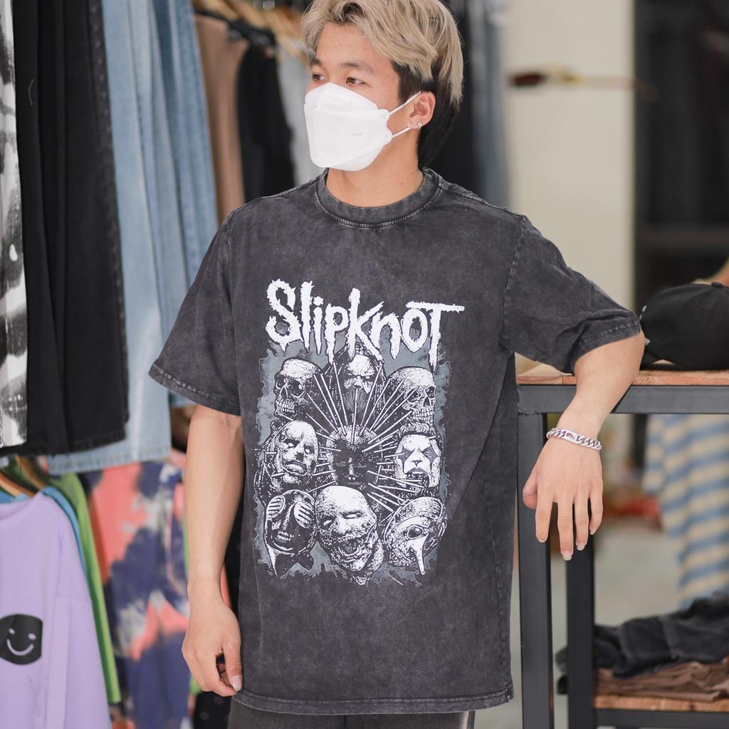 Áo thun loang đen SLIPKNOT tay lỡ nam nữ chất liệu cotton 100% cao cấp dáng unisex