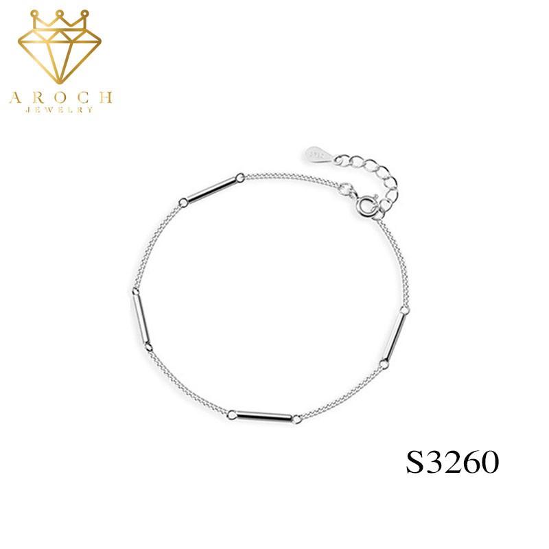 Vòng tay nữ bạc ý s925 thanh bạc so le sáng bóng siêu sang chảnh S3260 - AROCH Jewelry