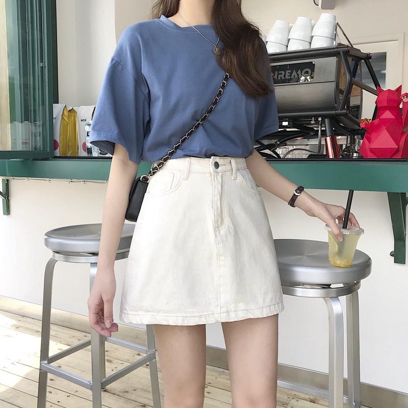 Chân váy ngắn chữ A jean dài tới gối đẹp thời trang cao cấp HACHIKI CVJ02