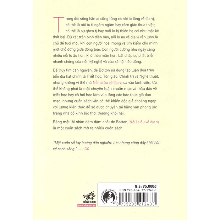 Nỗi lo âu về địa vị (Tái bản 2020) - Alain de Botton