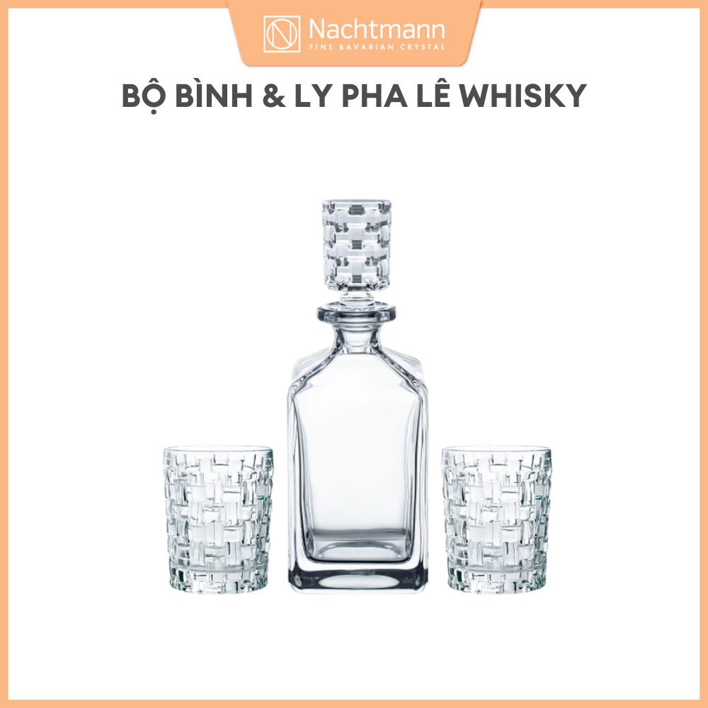 Bộ bình & ly pha lê whisky Nachtmann Bossa Nova 3 món - Hàng chính hãng Đức