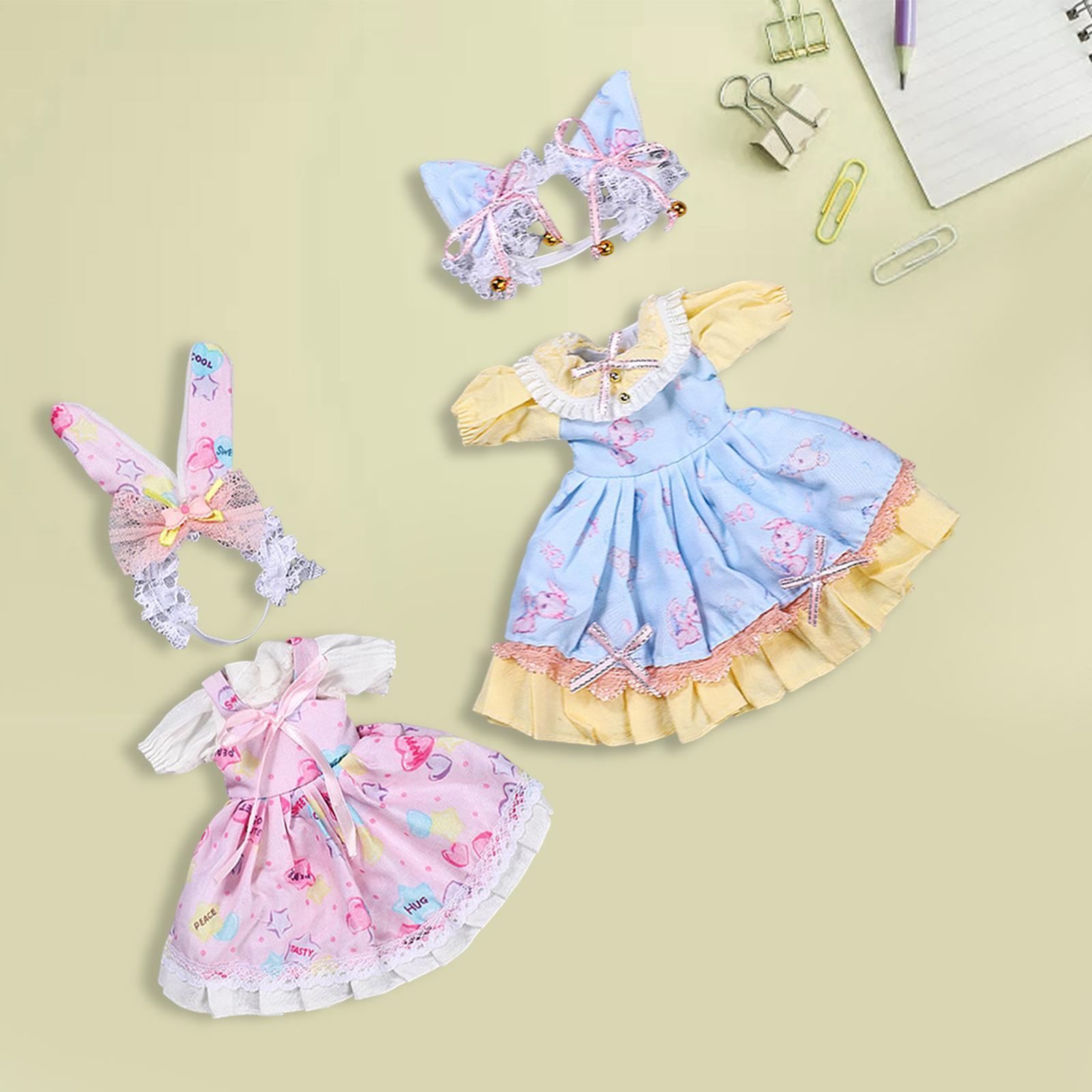 2 Pieces Fashion Doll Clothes Dress Set Handmade Outfits for 12'' inch Dolls