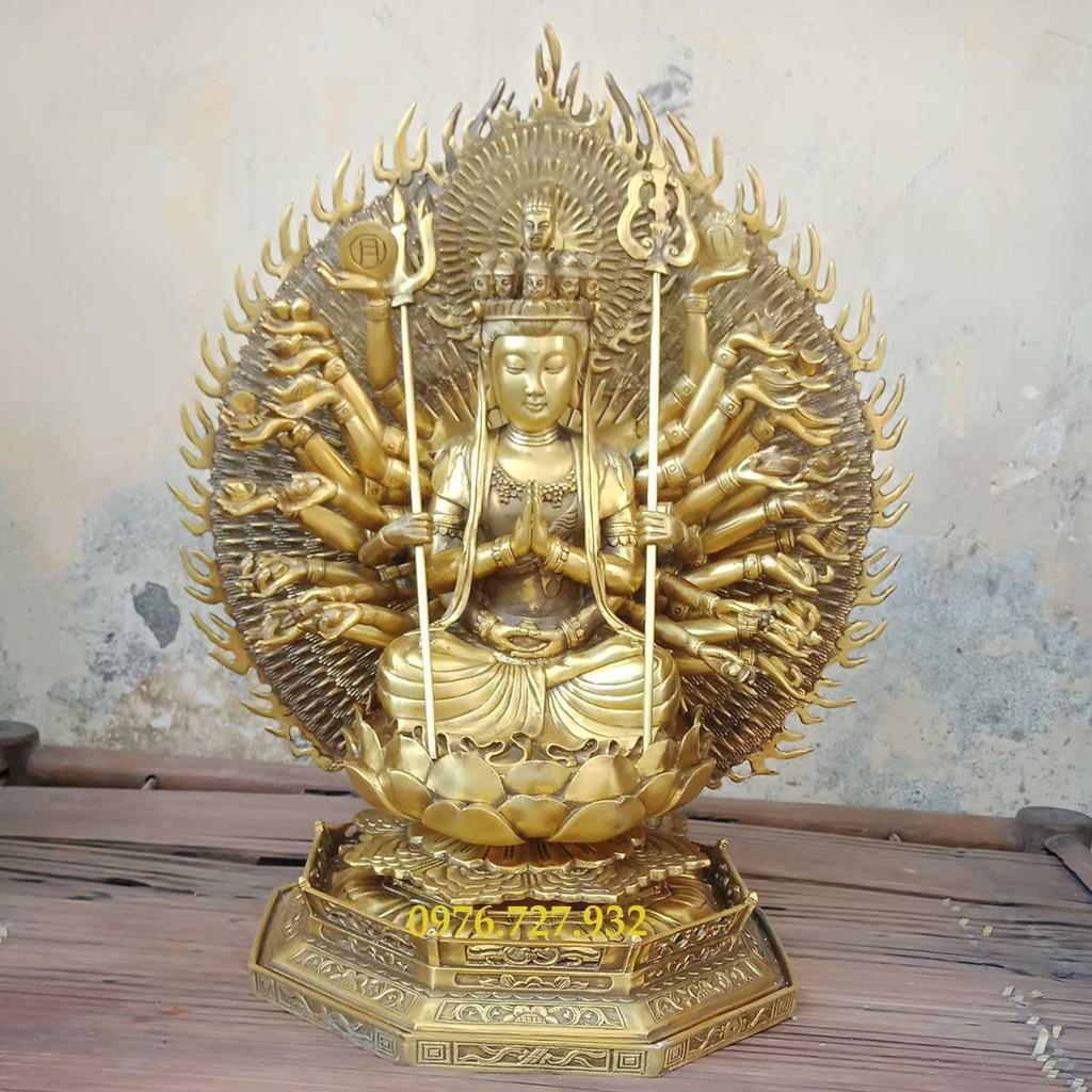 Tượng phật thiên thủ thiên nhãn cao 41cm bằng đồng, bán tượng thiên thủ bằng đồng, tượng phật thiên thủ thiên nhãn