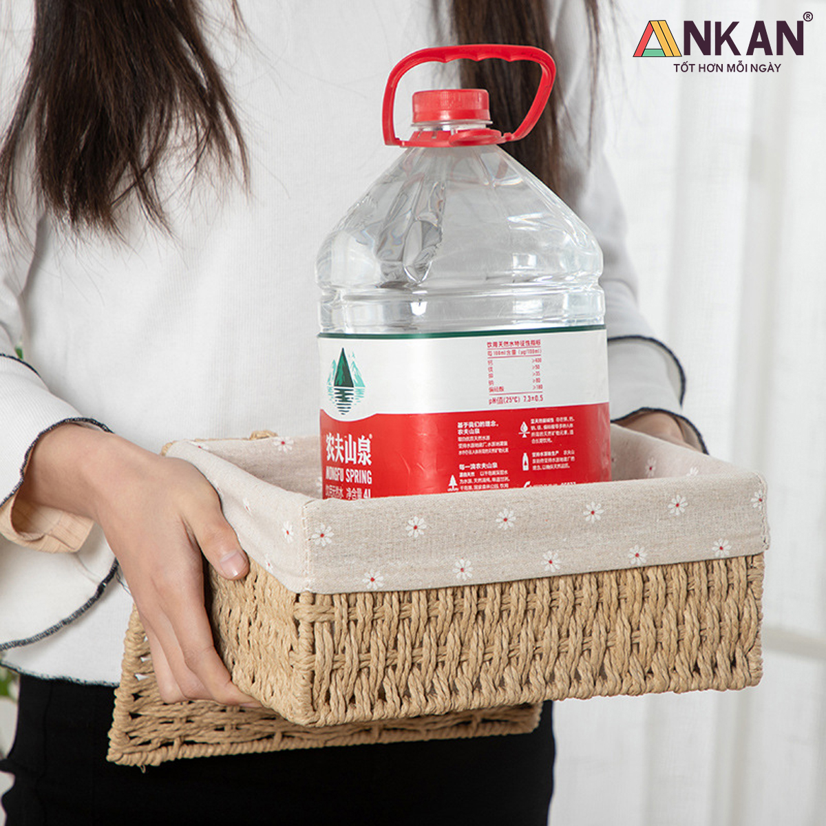 Giỏ Đựng Mỹ Phẩm Có Nắp ANKAN Dùng Để Bàn, Đựng Đồ Mini, Sắp Xếp Đồ Đạc Gọn Gàng, Ngăn Nắp