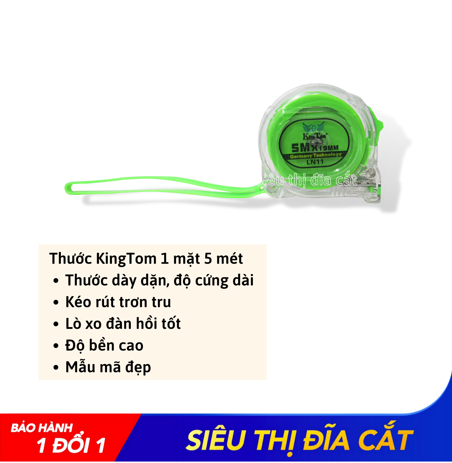 Thước KingTom LN11-5M (B19) - Kéo Rút Trơn Tru - Lẻ 1 Cái