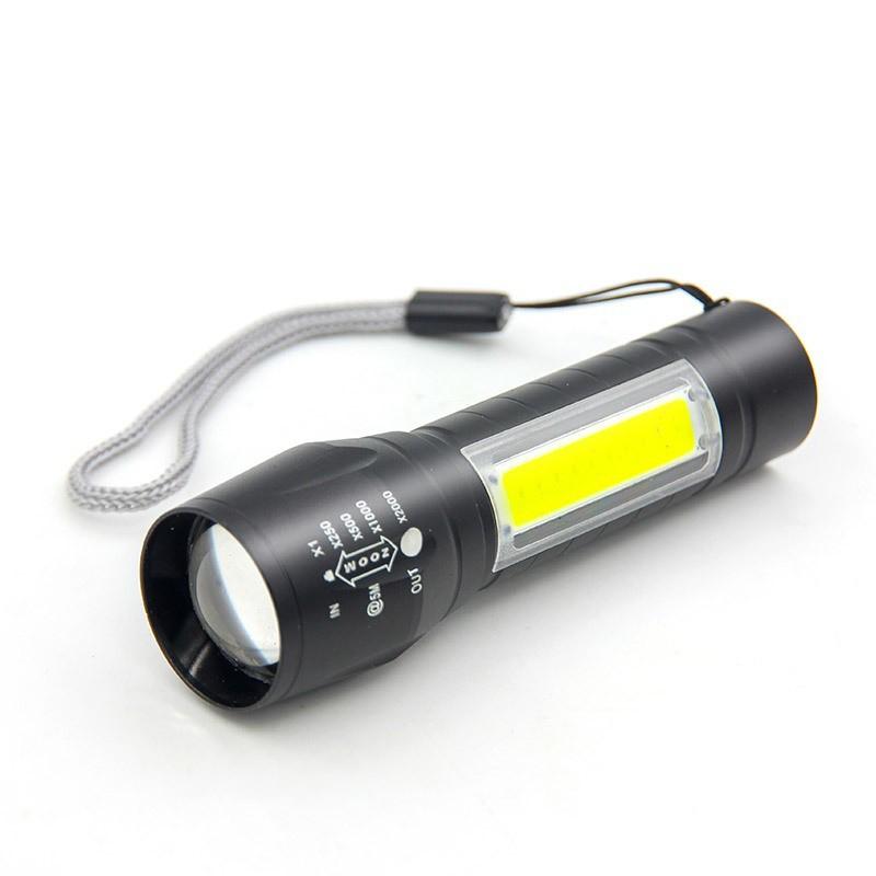 Đèn Pin Sạc Mini Siêu Sáng Có Zoom XPE+COB Light