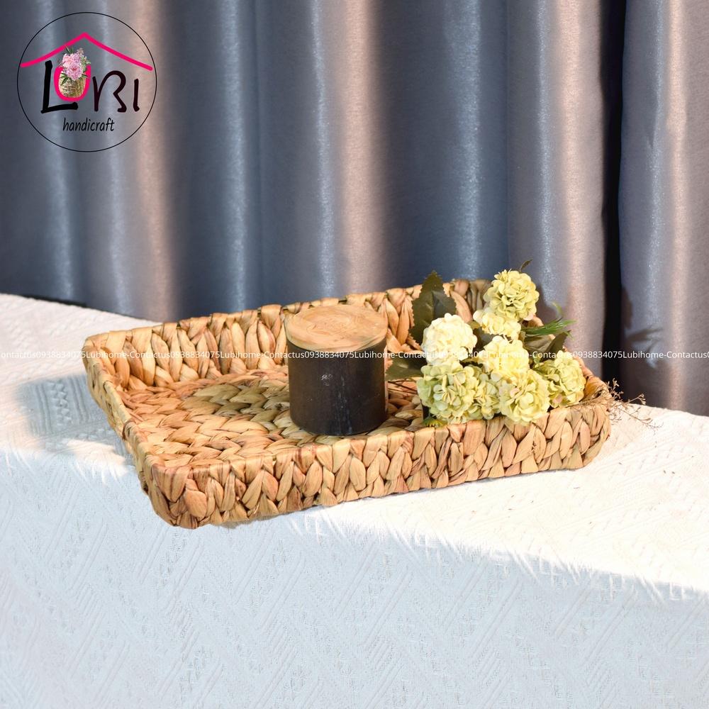 Lubihandicraft - Khay đựng đồ đan lục bình chữ nhật - mộc mạc, thanh lịch
