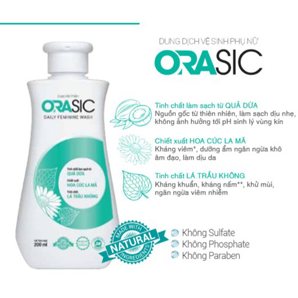 Dung dịch vệ sinh Orasic (100ml) kháng khuẩn thiên nhiên