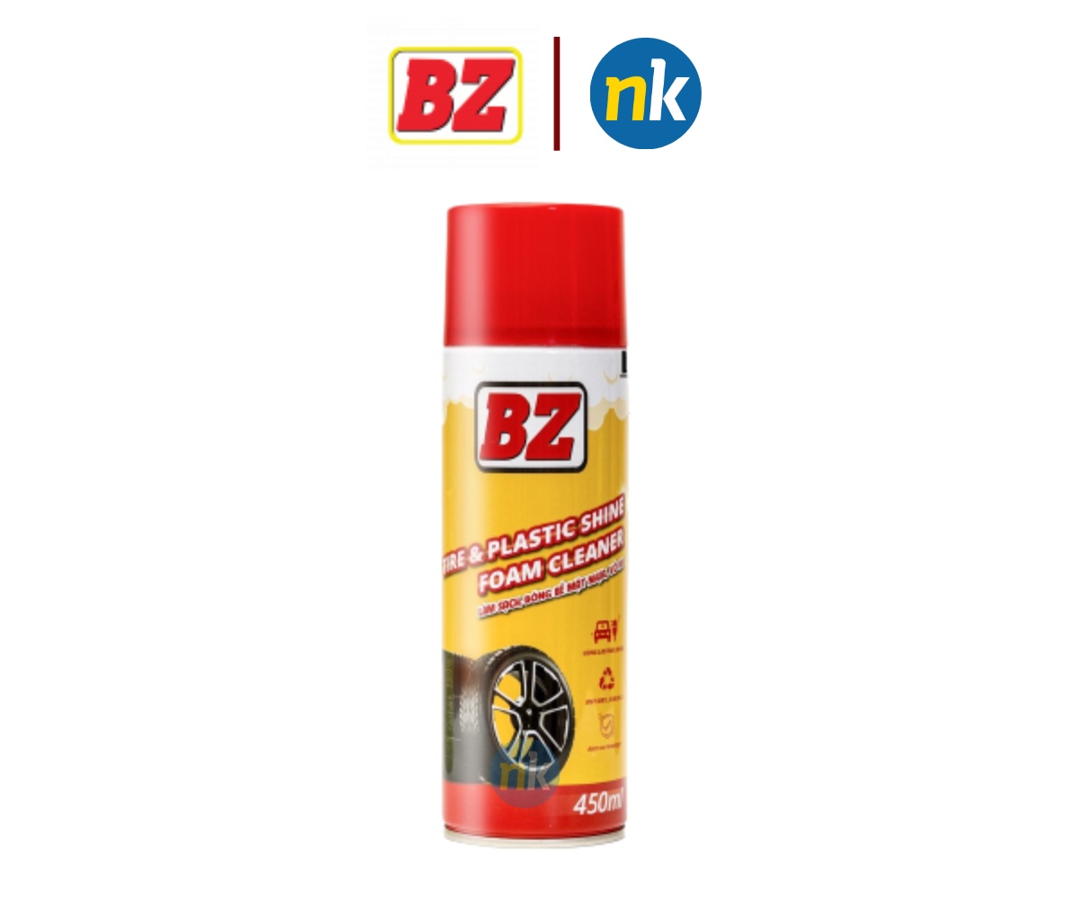 Chai xịt phục hồi nhựa nhám BZ 450ml, phục hồi nhựa đen phai màu, bạc màu, xịt bóng vỏ lốp xe