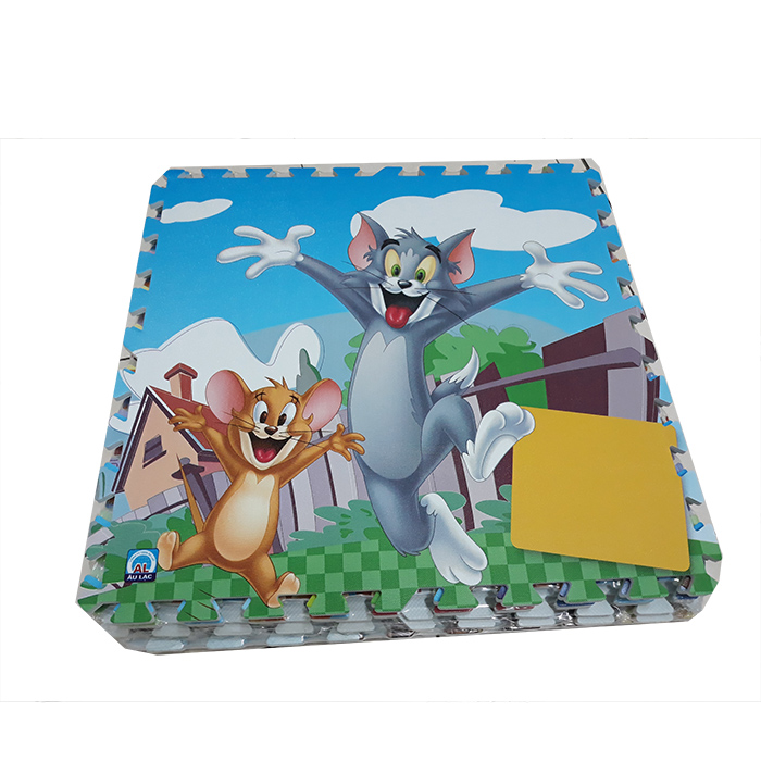 Combo 4 tấm tranh thảm xốp, in hình mèo Tom và Jerry, kích thước 1 tấm 60cm x 60cm x1cm
