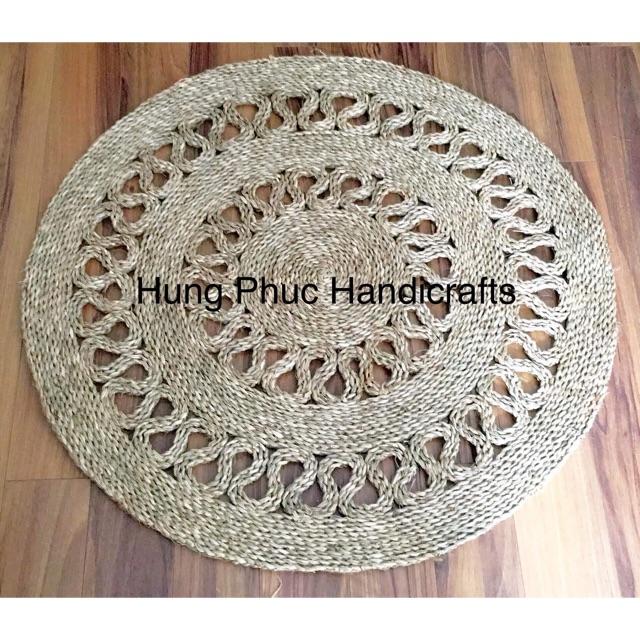 Thảm cói hoa văn tròn trơn 1,5m