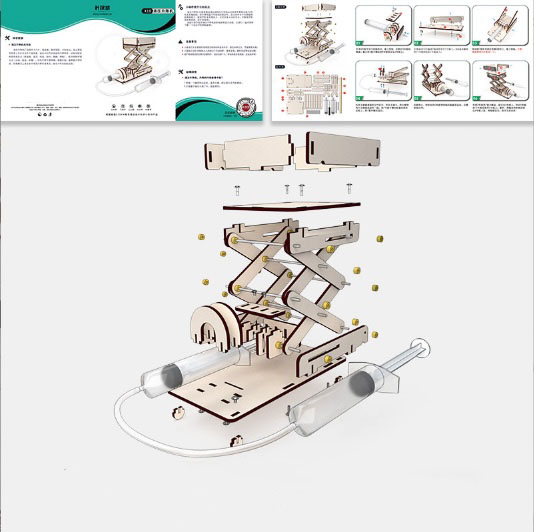 Đồ chơi lắp ráp Bơm thủy lực DIY WOOD STEAM - HYDRAULIC MACHINE