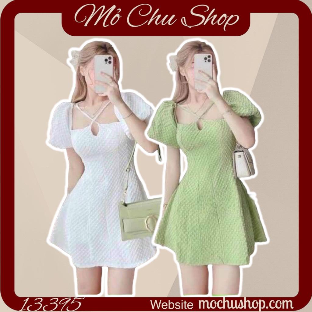 ĐẦM XỐP TAY PHỒNG CHÉO DÂY NGỰC 13395