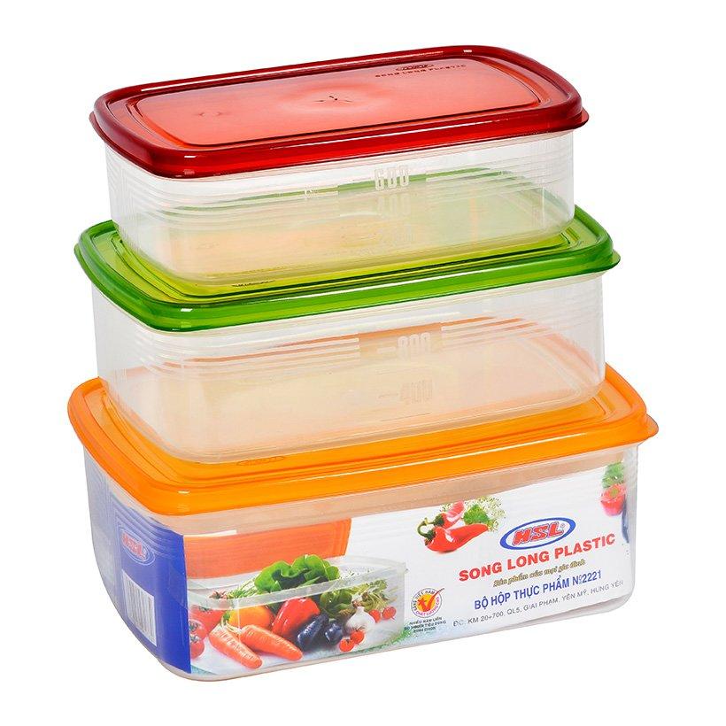 Bộ 3 Hộp Đựng Thực Phẩm 2221 - Màu Ngẫu Nhiên - Giao Hàng Toàn Quốc