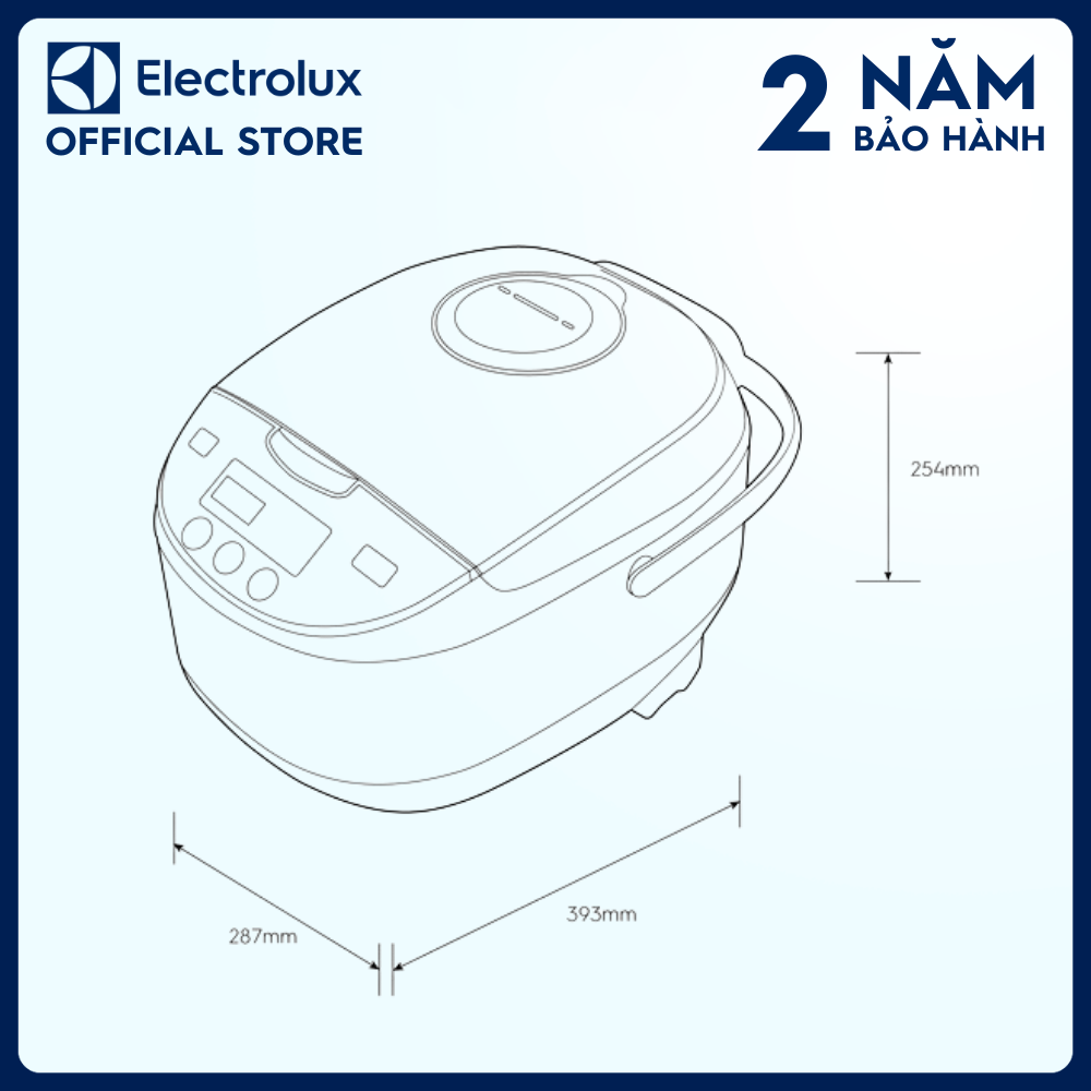 Nồi cơm điện Electrolux 1.8L E7RC1-650K - Màu đen - Nhiều chương trình nấu đa dạng - Bảo hành 2 năm toàn quốc [Hàng chính hãng].