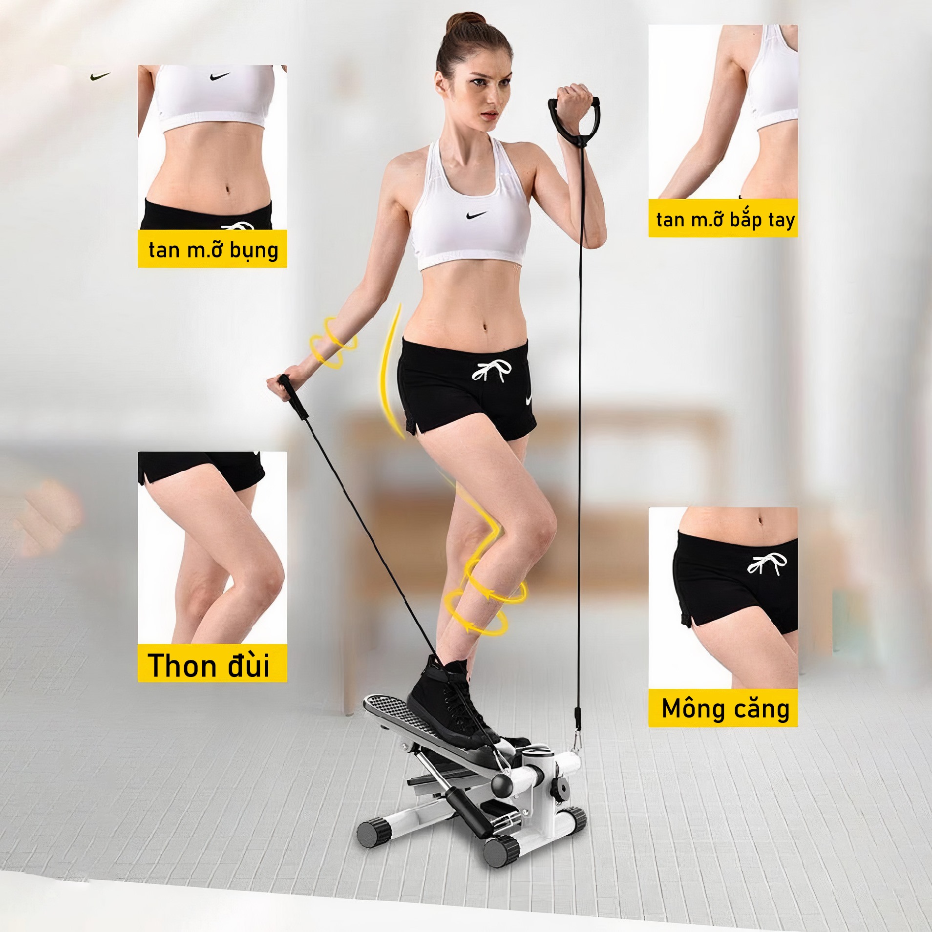 Máy chạy bộ mini Sothing Stepper, máy chạy bộ tại nhà, đếm số bước đi, nhịp bước, lượng tiêu hao calo, tặng dây kéo co dãn- Hàng chính hãng