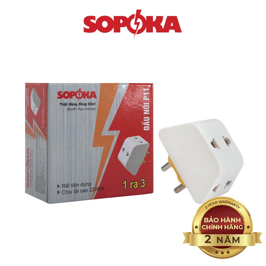 Đầu nối chia điện đa năng 3 cửa SOPOKA P11 P12 chịu tải 2200W