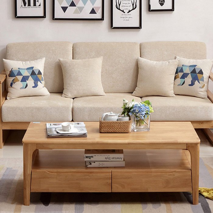 Bàn Sofa Hiện đại tiện ích đa năng Cao cấp sang trọng Bàn trà có ngăn kéo chất liệu gỗ tự nhiên 120x60cm CF22 BGA022