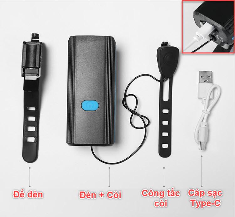 Đèn pha xe đạp có còi
