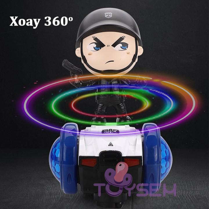 Xe đồ chơi cảnh sát tự cân bằng xoay 360 độ có đèn nhạc vui nhộn cho trẻ từ 3 tuổi - Quà tặng sinh nhật cho bé