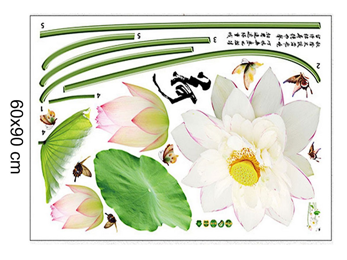 Decal dán tường hoa sen combo sang trọng