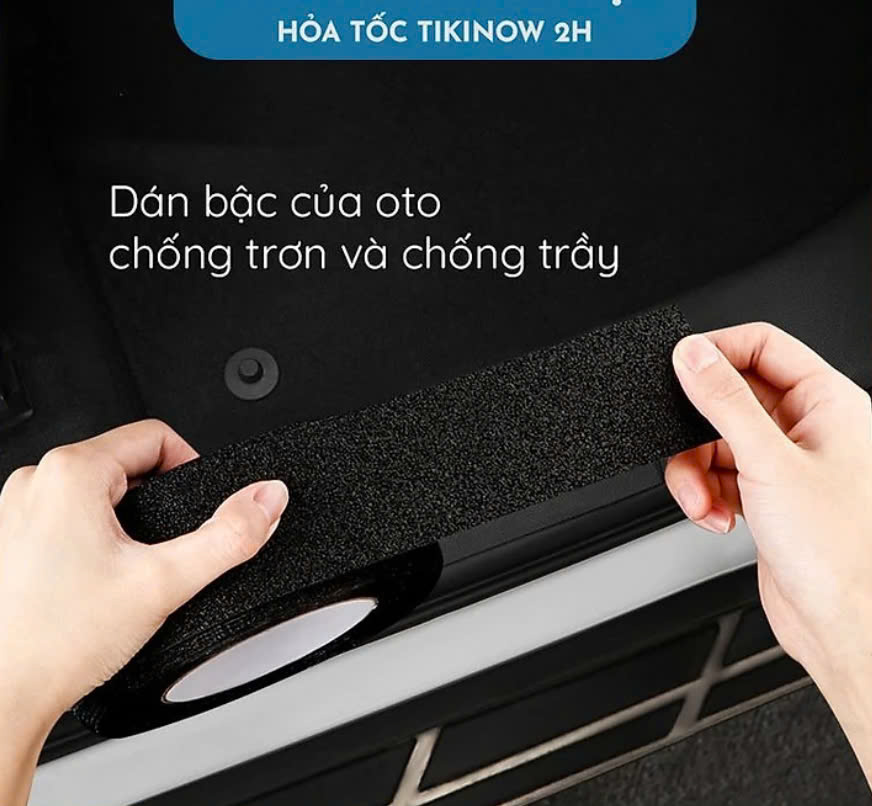 Băng Keo Nhám Chống Trơn Trượt Cầu Thang, Bậc Cửa Oto MÀU ĐEN 5cm x 5m