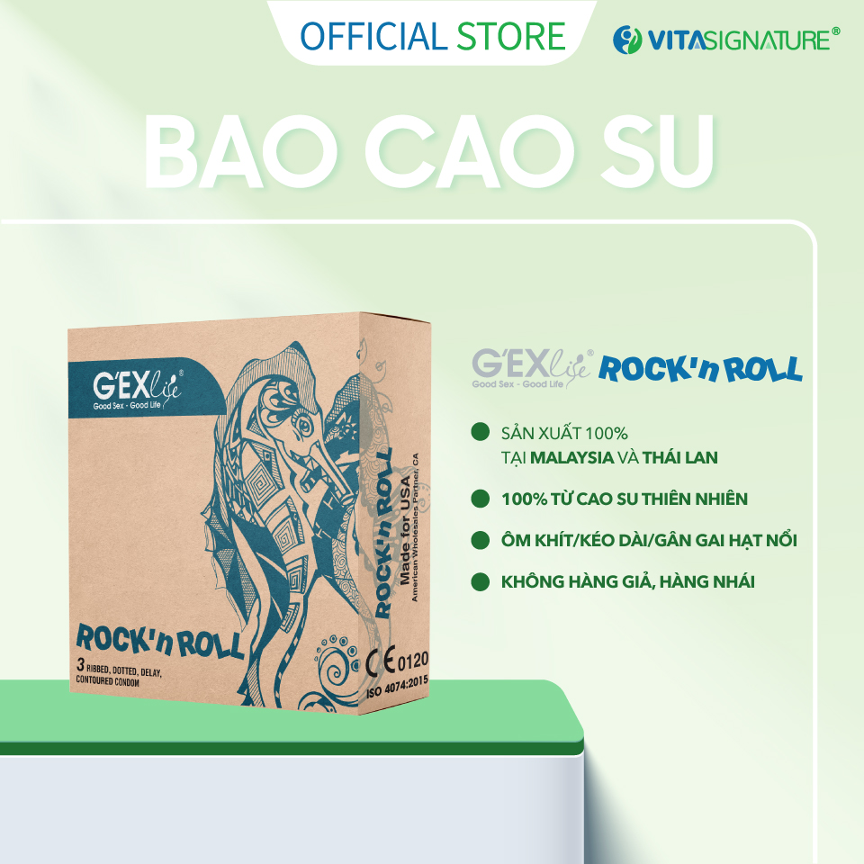 Bao cao su gân gai, hạt nổi, kéo dài thời gian G'EXlife Rock'nRoll