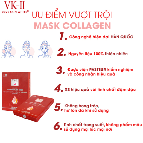 Mặt Nạ Dưỡng Trắng - Nâng Cơ - Giảm Nhăn Nhân Sâm VK II ( LSW ) ( 6 miếng/hộp )