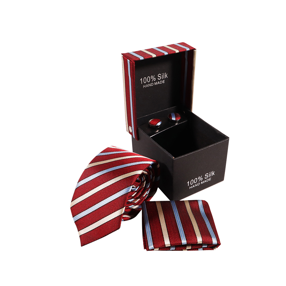 Cà vạt nam, cà vạt bản nhỏ, cà vạt 6cm - Cà vạt hộp bản nhỏ màu đỏ sọc CH6DOS009