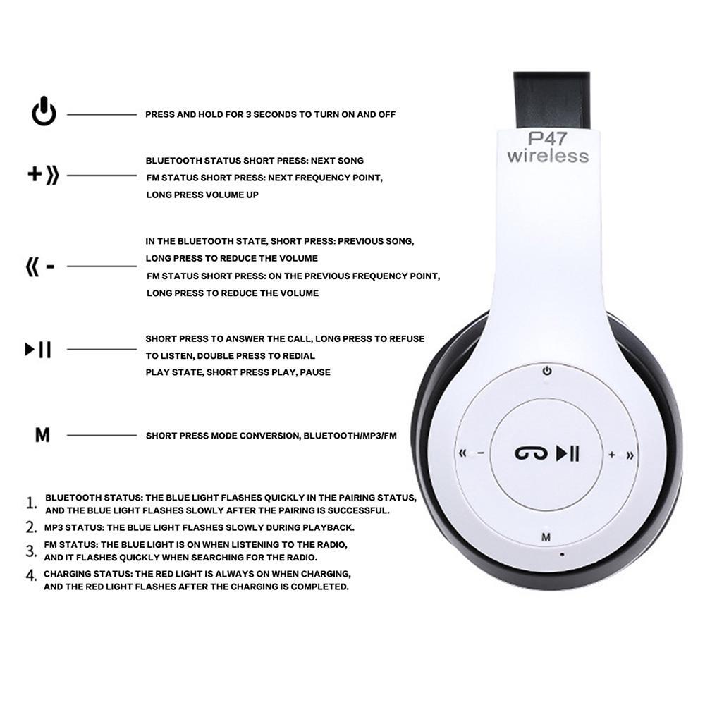 Tai nghe chụp tai bluetooth Pulierde P47 giảm tiếng ồn có micro tiện dụng