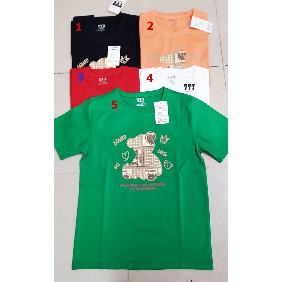 Áo thun cotton Thái hình nổi gấu xinh cho nam nữ và các bạn tuổi teen 40-60kg