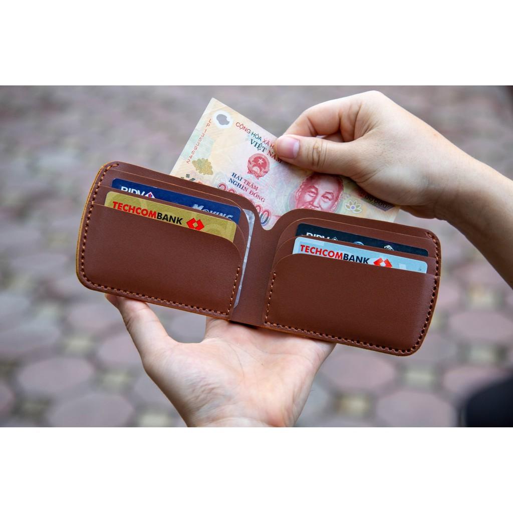 Ví Nam Mini Ví Sen Da Bò Thật Dáng Ngang BB20
