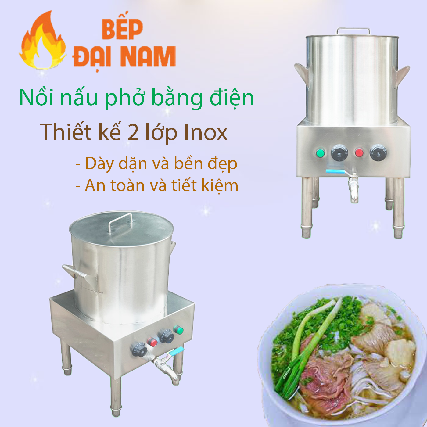 Nồi nấu phở bằng điện 20l-40l, nồi nấu phở điện