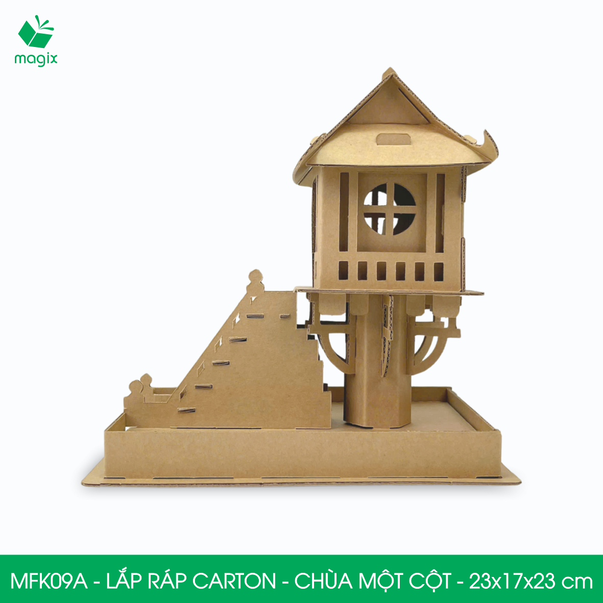 MFK09A - 23x17x23 cm - Mô hình Chùa Một Cột lắp ráp từ bìa carton cao cấp, mô hình địa danh Việt Nam