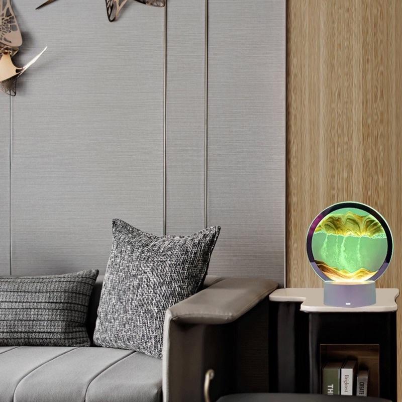 Tranh cát chuyển động 3D đèn LED, tranh cát chảy nghệ thuật trang trí làm quà tặng, đèn ngủ để bàn đầu giường