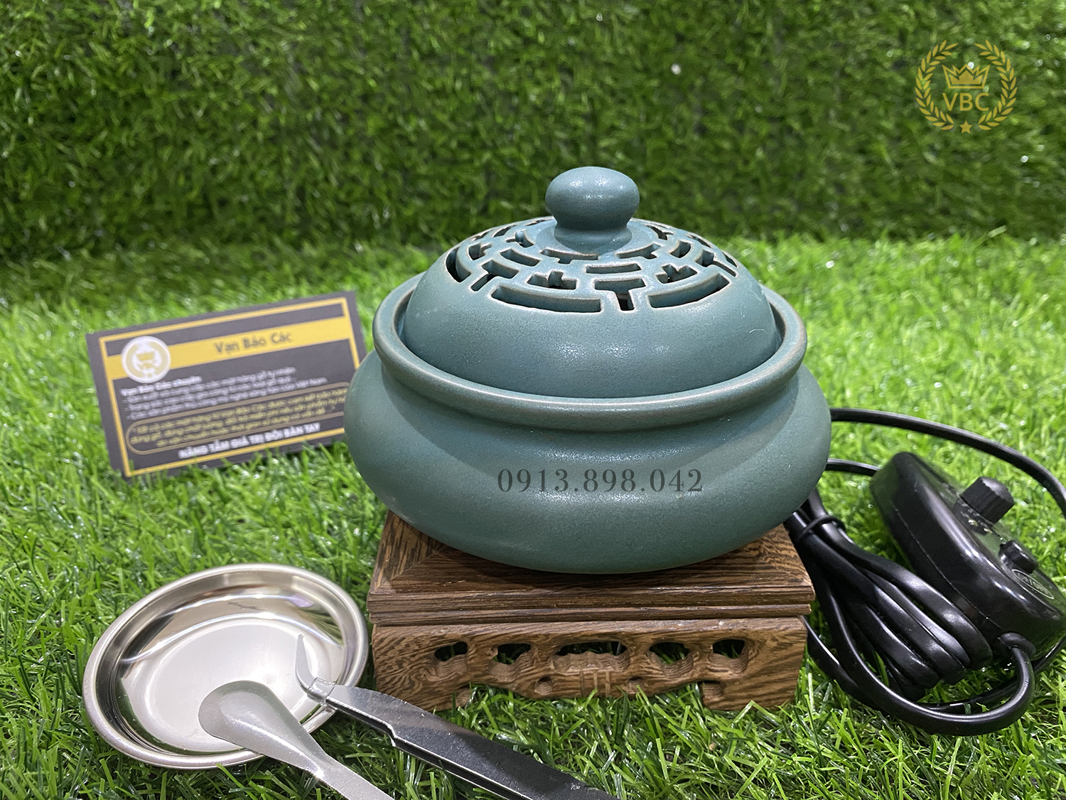 Lư điện xông Trầm hương, tinh dầu bằng điện, có nhiều chế độ hẹn giờ tự động, điều chỉnh nhiệt độ - Màu xanh trơn