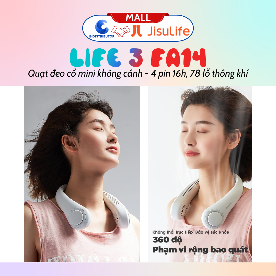 Quạt mini đeo cổ không cánh Jisulife Neck Fan Life 3 FA14 - Hàng chính hãng