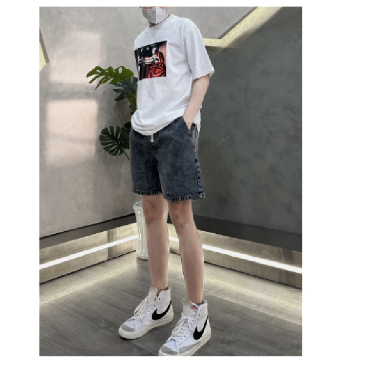 Quần Short Unisex Nam Nữ Cao Cấp Dáng Lửng Lưng Thun Chất Jean Dày Dặn Co Dãn Nhẹ Thấm Hút Mồ Hôi Tốt