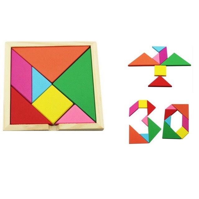 Bộ ghép trò chơi trí uẩn Tangram giúp bé phân biệt màu sắc, phân biệt to nhỏ và phát triển trí tuệ