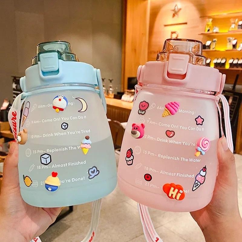 Bình Nước 1400ml,1L Cao Cấp. Bình Nước cute, giữ nhiệt, có vạch chia