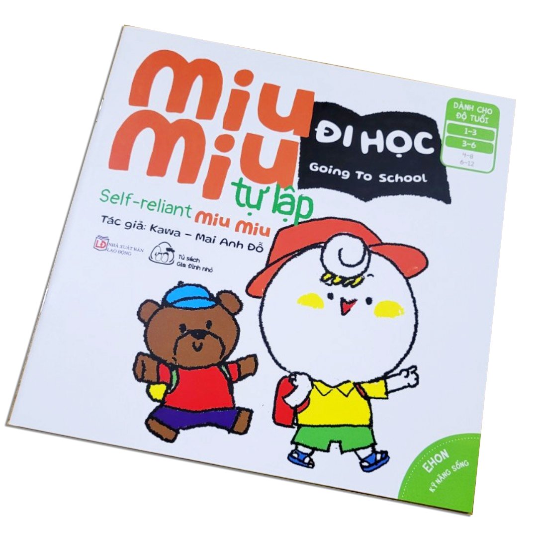 Sách Ehon Kỹ Năng Sống - Bộ 8 Cuốn - Miu Miu Tự Lập Phần 2 Cho Bé Từ 2 Tuổi - Miu Miu Tự Lập Đi Học