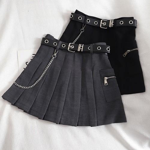Chân váy xếp ly ngắn ulzzang cá tính kèm phụ kiện