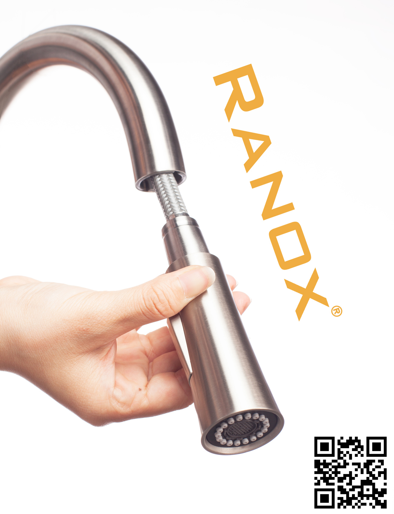 Vòi rửa bát rút dây cao cấp 2 đường nước RANOX RN2228