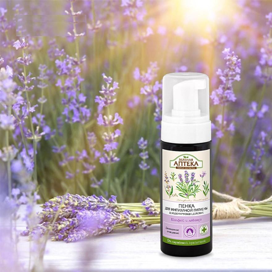 DDVS Phụ Nữ Dạng Bọt Cân Bằng Độ pH Vùng Kín Zelenaya Apteka Cây Xô Thơm Và Lavender 150ml